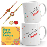 Load image into Gallery viewer, JaipurCrafts Premium Combo of Designer Lumba Rakhi and Ceramic Printed Coffee Mug for Brother and Bhabhi Gift Pack (Set of 6, Multicolor), 2 Piece, 325 ml-JaipurCrafts