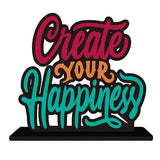 Load image into Gallery viewer, JaipurCrafts Wooden Create Your Happiness Motivational Quotes Table Decoration for Office Desk | Home Decor Item | Living Room | Modern Art Wood Showpiece Gift Items-JaipurCrafts