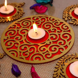 Load image into Gallery viewer, Webelkart Premium Wooden Peacock Shape Rangoli Shape Tealight Holder| Diwali Gift Item, Festival Decorative Item Tealight Candle Holder Multicolor Set Of 5