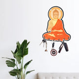 Load image into Gallery viewer, JaipurCrafts Premium Sitting Meditating Gautam buddha Printed Wooden key holder for home and office decor, keychain holder for home (multi, 9 inches)