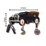 Load image into Gallery viewer, Webelkart Retro Car Shaped Wooden Key Holder with hooks, multicolor design, dimensions 12x5 inches, perfect for home decor.