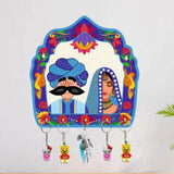 गैलरी व्यूवर में इमेज लोड करें, JaipurCrafts Premium Welcome Lady Rajasthani Wooden Key Holder for Home and Office Decor, Key Chain Holder for Home and Living Room (8 inches , Blue)-JaipurCrafts