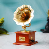 Load image into Gallery viewer, JaipurCrafts Premium Handicrafts Brass Sparkle Gramophone Showpiece for Home and Office Decor| Gift Item for Living Room - Table Decor Item (9.5&quot; Inches Brown)