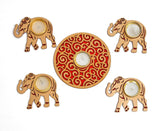 Load image into Gallery viewer, Webelkart Premium Elephant Rangoli Tealight Candle Holder Diwali Gift Item, Festival Decorative Item, Diwali Home Decoration Diya Pooja Decor Item (Set of 10) (Model-2)