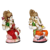 Load image into Gallery viewer, JaipurCrafts Premium Lord Laxmi Ganesha Idol Statue Showpiece for Home Pooja Decor and Temple/Laxmi Ganesha Idol for Diwali poojan (Set of 2-4 Inches)