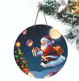 Load image into Gallery viewer, Webelkart Premium Wooden Merry Christmas Wall Hanging/Door Hanging for Home and Christmas Decorations Items- Santa with Gifts Christmas Items Christmas Wall Hanging and Gift