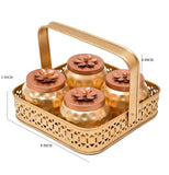 Load image into Gallery viewer, Webelkart Premium Square Basket With 4 Jar Dry Fruits Container Home/Office Decor| Table Decoration item | Diwali Decor Items| Serving Pots tylish Storage Box| Chocolate Container (8&quot; Inches)