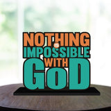 Load image into Gallery viewer, JaipurCrafts Wooden Nothing is Impossible with God Motivational Quotes Table Decoration for Office Desk | Home Decor Item | Living Room | Modern Art Wood Showpiece Gift Items-JaipurCrafts