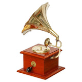 Load image into Gallery viewer, JaipurCrafts Premium Handicrafts Brass Sparkle Gramophone Showpiece for Home and Office Decor| Gift Item for Living Room - Table Decor Item (9.5&quot; Inches Brown)