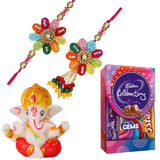 गैलरी व्यूवर में इमेज लोड करें, Webelkart Designer Rakhi with Cadbury Celebration Pack And Ganesh Ji Idol Rakhi Combo Pack | Rakhi For Bhaiya Bhabhi | Rakhi For Brother Kids Rakhi With Roli Chawal Best Wishes Card For Rakshabandhan