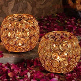 Load image into Gallery viewer, JaipurCrafts  Premium Set of 2 Votives Bowl Crystal Tea Light Candle Holder for Diwali Decor |TeaLight Candle Holders for Home Decor Diwali Gift Item (3&quot; Inches Set of 2 Gold)