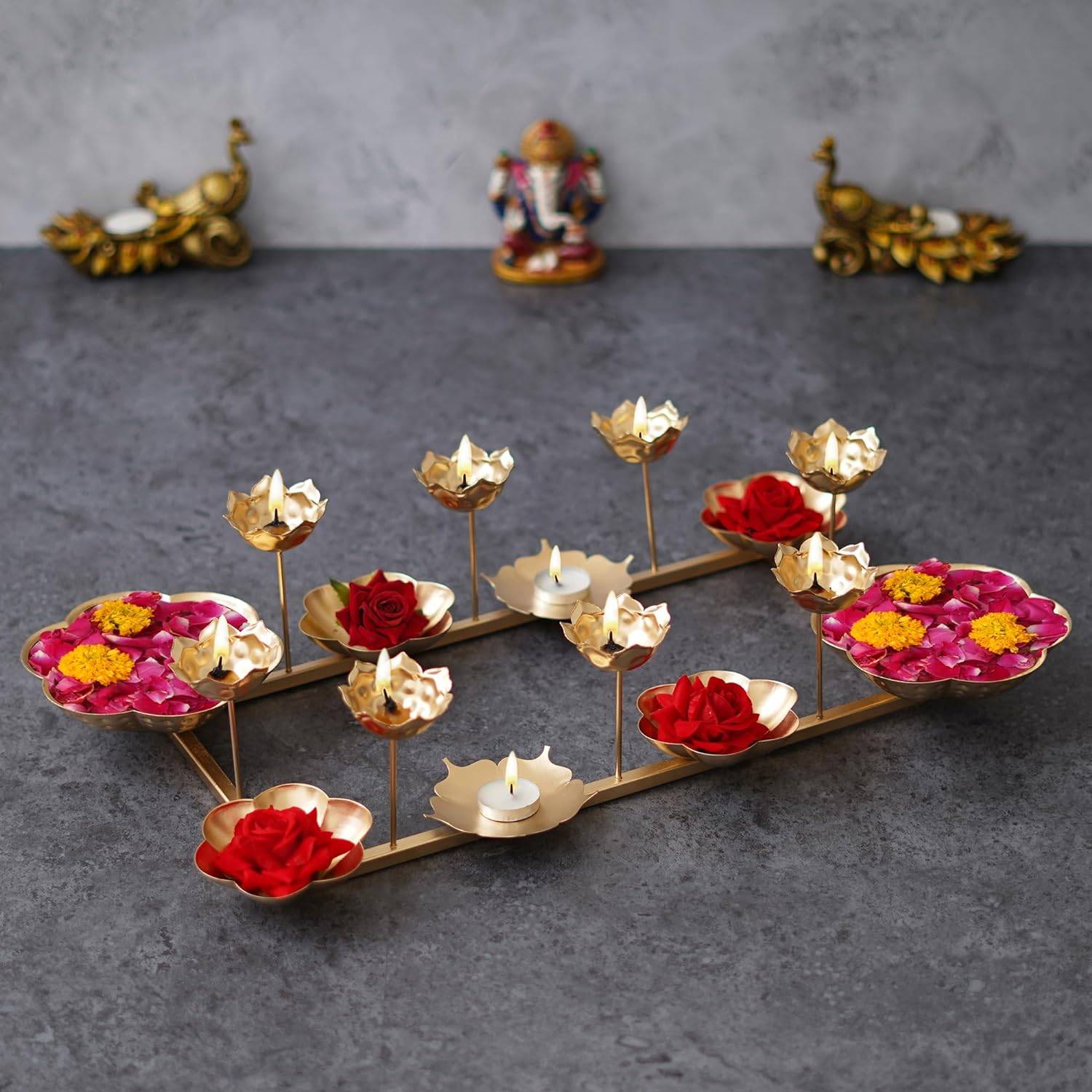 Webelkart Decorative Rangoli Stand Handcrafted Diya for Diwali Decorationfor Bowl for Floating Flowers and Tea Light Candles Home and Table Decor| Diwali Decoration Items (23" Inches)