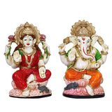 गैलरी व्यूवर में इमेज लोड करें, JaipurCrafts Premium Lord Laxmi Ganesha Idol Statue Showpiece for Home Pooja Decor and Temple/Laxmi Ganesha Idol for Diwali poojan (Set of 2-4 Inches)