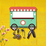 Load image into Gallery viewer, Webelkart retro food cart wooden key holder with hooks, colorful design ideal for home decor and gifting.