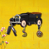 Load image into Gallery viewer, Retro car-shaped wooden key holder with six hooks, multicolor design, ideal for home decor and gifting, displayed against a yellow wall.