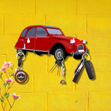 Load image into Gallery viewer, Retro wooden car-shaped key holder with six hooks, colorful design, perfect for home decor and gifting purposes.