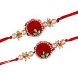 Load image into Gallery viewer, Webelkart Premium Set Of 2 Rakhi Combo for Bhaiya Bhabhi Rakhi for Brother and Bhabhi Rakhi Bracelet Rakhi Combo for Brother Rakshabandhan Gift for Brother With Roli Chawal Pack Red Rakhi