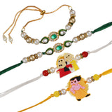 Load image into Gallery viewer, Webelkart Set Of 4 Rakhi For Bhaiya Bhabhi | Rakhi For Brother And Sister With Greeting Card And Roli Chawal Pack. Rakhi For Brother Bhabhi | Lumba Rakhi For Bhabhi | Handmade Rakhi Rakshabandhan Gift