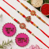 Load image into Gallery viewer, Webelkart Set 3 Rakhi For Bhaiya Bhabhi| Rakhi For Brother And Bhabhi | Lumba Rakhi With Shubh Labh for Home And Pooja Decor - Kids Rakhi Gift Combos