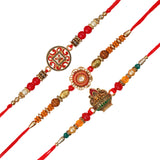 Load image into Gallery viewer, Webelkart Set 3 Rakhi For Bhaiya Bhabhi| Rakhi For Brother And Bhabhi | Lumba Rakhi With Shubh Labh for Home And Pooja Decor - Kids Rakhi Gift Combos