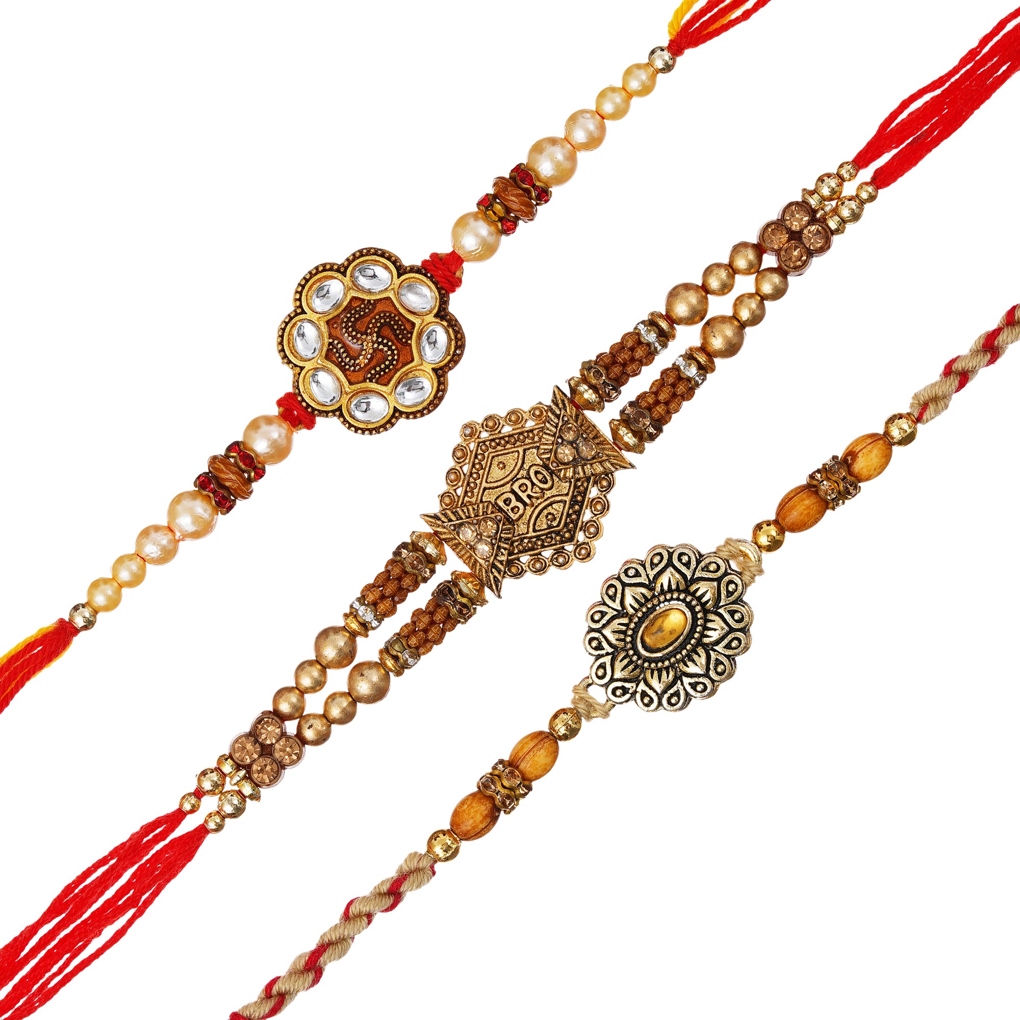 Webelkart Premium Combo Of 3 Rakhi For Brother Bhabhi| Rakhi For Bhaiya  Bhabhi | Lumba Rakhi With Shubh Labh Sticker for Home And Pooja Decor -  Rakhi Gift JaipurCrafts