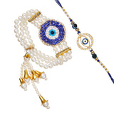 Load image into Gallery viewer, Webelkart Evil Eye Rakhi For Bhaiya Bhabhi With Shubh Labh Sticker |Rakhi For Bhaiya Bhabhi | Lumba Rakhi for Bhabhi |Rakhi For Brother and Sister Kids Rakhi Gift With Roli Chawal Pack