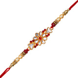 Load image into Gallery viewer, Webelkart Flower Designer Stone Rakhi For Brother With Shubh Labh Sticker |Rakhi For Brother Bhabhi | Lumba Rakhi for Bhabhi |Rakhi For Bhaiya Bhabhi Kids Rakhi Gift Rakhee