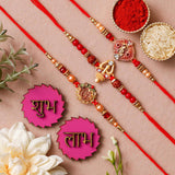 Load image into Gallery viewer, Webelkart 3 Beautiful Rakhi For Brother Bhabhi With Shubh Labh Sticker | Lumba Rakhi for Bhabhi |Rakhi For Bhaiya Bhabhi |Rakhi For Brother Kids Rakhi Gift Rakhee