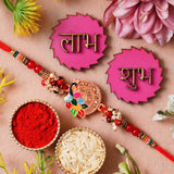 Load image into Gallery viewer, Webelkart Designer Peacock Rakhi For Brother With Shubh Labh Sticker |Rakhi For Bhaiya Bhabhi | Lumba Rakhi for Bhabhi |Rakhi For Bhaiya Brother Kids Rakhi Gift Rakhee