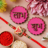 गैलरी व्यूवर में इमेज लोड करें, Webelkart Premium Om Designer Rakhi For Brother With Shubh Labh Sticker |Rakhi For Bhaiya Bhabhi | Lumba Rakhi for Bhabhi |Rakhi For Bhaiya Brother Kids Rakhi Gift Rakhee - JaipurCrafts