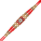 Load image into Gallery viewer, Webelkart Elegant Kundan Rakhi For Brother With Shubh Labh Sticker |Rakhi For Bhaiya Bhabhi | Lumba Rakhi for Bhabhi |Rakhi For Brother And Bhaiya Kids Rakhi Gift Rakhee