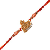 Load image into Gallery viewer, Webelkart Ganesha Rakhi For Brother With Riddhi-Siddhi Sticker for Home Decor | Rakhi For Bhaiya Bhabhi |Lumba Rakhi For Bhabhi |Kids Rakhi for Sister Roli Chawal Pack With Best Wishes Card