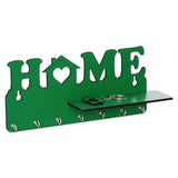 Load image into Gallery viewer, Webelkart Designer Home Keys Wooden Key Holder with 7 Hooks, Free Keychain (29 cm x 13.5 cm x 0.4 cm, Green) Key Stand Key Hanger