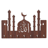 Load image into Gallery viewer, Webelkart Premium Macca Madina-Allah Wooden Key Chain Holder for Home and Living Room Decor, Allah Key Holder for Office Decor (Brown)