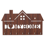 Load image into Gallery viewer, Webelkart Premium i Love My Home Wooden hut Shape Key Holder for Home and Living Room Decor - Key Holder for Office Decor (12 inches, Brown)