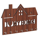 गैलरी व्यूवर में इमेज लोड करें, Webelkart Premium i Love My Home Wooden hut Shape Key Holder for Home and Living Room Decor - Key Holder for Office Decor (12 inches, Brown)