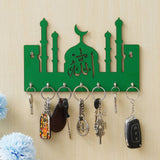 Load image into Gallery viewer, JaipurCrafts Premium Macca Madina-Allah Wooden Key Chain Holder for Home and Living Room Decor, Allah Key Holder for Office Decor (Green)