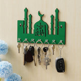 Load image into Gallery viewer, JaipurCrafts Premium Macca Madina-Allah Wooden Key Chain Holder for Home and Living Room Decor, Allah Key Holder for Office Decor (Green)