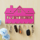 गैलरी व्यूवर में इमेज लोड करें, JaipurCrafts Premium i Love My Home Wooden hut Shape Key Holder for Home and Living Room Decor - Key Holder for Office Decor (12 inches, Pink)-JaipurCrafts