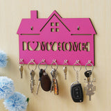 Load image into Gallery viewer, JaipurCrafts Premium i Love My Home Wooden hut Shape Key Holder for Home and Living Room Decor - Key Holder for Office Decor (12 inches, Pink)-JaipurCrafts