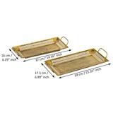 Load image into Gallery viewer, Webelkart Brass Serving Trays Modern Style with Handle Large, Medium Serving Tray, Snacks, Floating Flowers for Home Decoration Dining Table| Diwali and Home Decor Items (15.35&quot; Inches) Set of 2