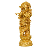 Load image into Gallery viewer, Webelkart Premium Small Krishna Idol Resin Cardashboard, Lord Krishan Statue, Gift Home and Office Decor, Krishna Figurine Showpiece (4&quot; Inches Gold)