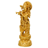 Load image into Gallery viewer, Webelkart Premium Small Krishna Idol Resin Cardashboard, Lord Krishan Statue, Gift Home and Office Decor, Krishna Figurine Showpiece (4&quot; Inches Gold)