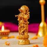 Load image into Gallery viewer, Webelkart Premium Small Krishna Idol Resin Cardashboard, Lord Krishan Statue, Gift Home and Office Decor, Krishna Figurine Showpiece (4&quot; Inches Gold)