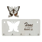 Load image into Gallery viewer, Webelkart Premium Home is Where The Heart is Wooden Key Holder for Home/Office Decor, Key Hanger for Wall Decor,Key Stand (with Butterfly Cutout)