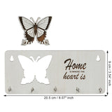 Load image into Gallery viewer, Webelkart Premium Home is Where The Heart is Wooden Key Holder for Home/Office Decor, Key Hanger for Wall Decor,Key Stand (with Butterfly Cutout)