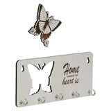 Load image into Gallery viewer, Webelkart Premium Home is Where The Heart is Wooden Key Holder for Home/Office Decor, Key Hanger for Wall Decor,Key Stand (with Butterfly Cutout)