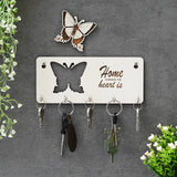 Load image into Gallery viewer, Webelkart Premium Home is Where The Heart is Wooden Key Holder for Home/Office Decor, Key Hanger for Wall Decor,Key Stand (with Butterfly Cutout)