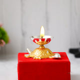 Load image into Gallery viewer, Webelkart Premium Tortoise Shape Brass Diya with Velvet Box for Pooja Decor | Diya for Diwali| Oil Lamp for Home( 4.5&quot; Inches)