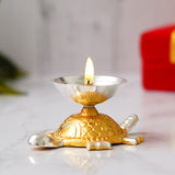 Load image into Gallery viewer, Webelkart Premium Tortoise Shape Brass Diya with Velvet Box for Pooja Decor | Diya for Diwali| Oil Lamp for Home( 4.5&quot; Inches)